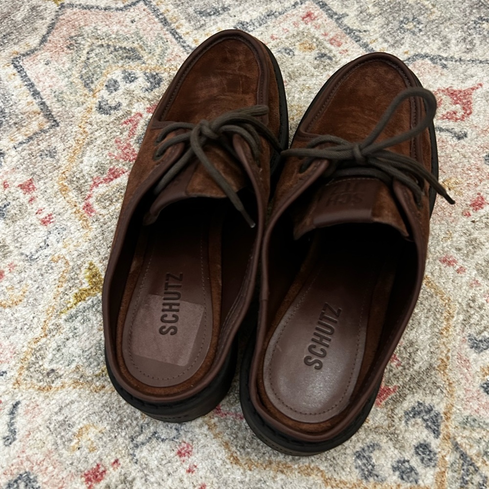 New Free People Schutz Cia Suede Loafer Mules - Picture 5 of 6